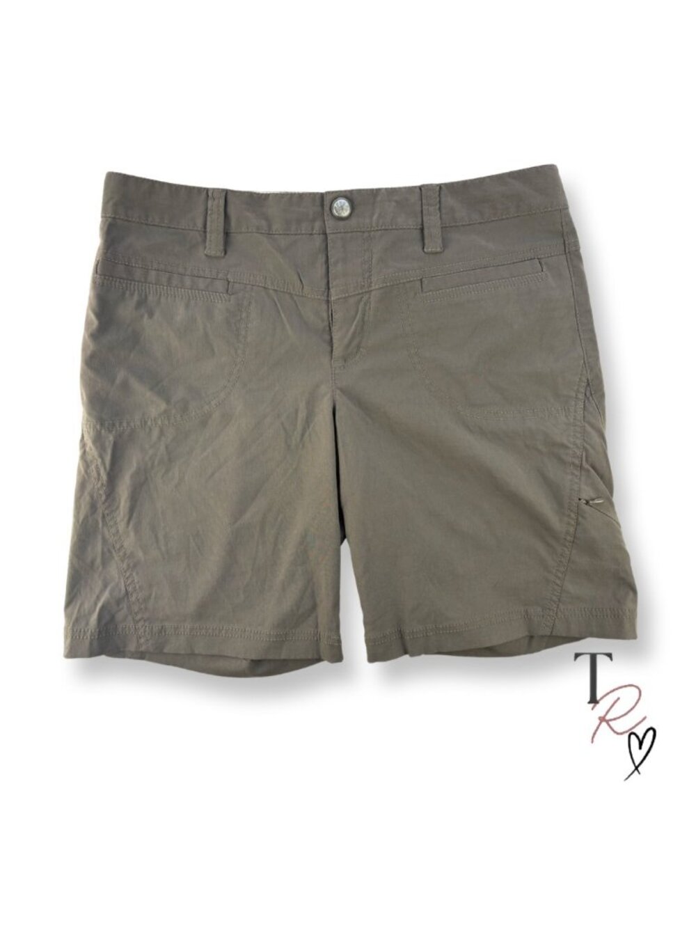 Athleta Quick Dry Dipper Hiking Shorts Utility Trail Cargo Brown Green Size 8